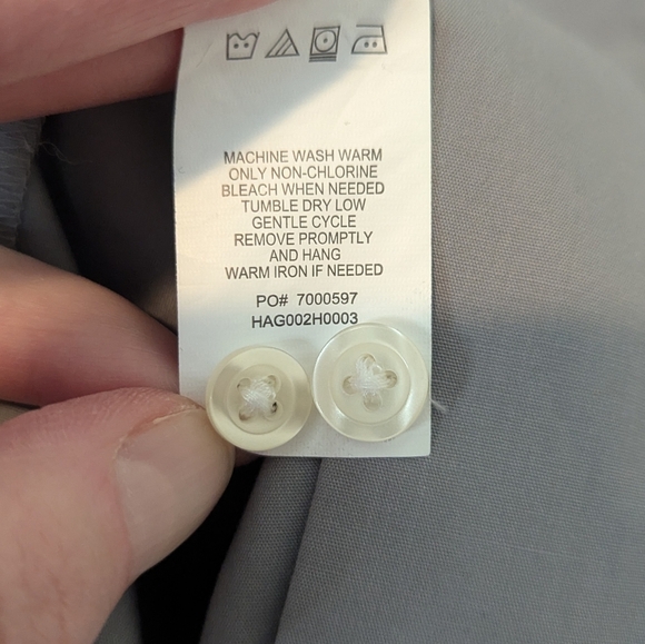 Haggar men's dress shirt slim fit grey gray wrinkle resistant size 17 - 17.5 EUC - Picture 4 of 4